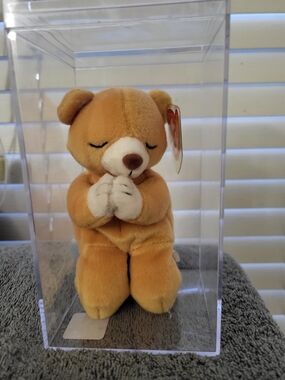 Ty Hope Plush Prayer Bear - Golden Brown with Cream Accents